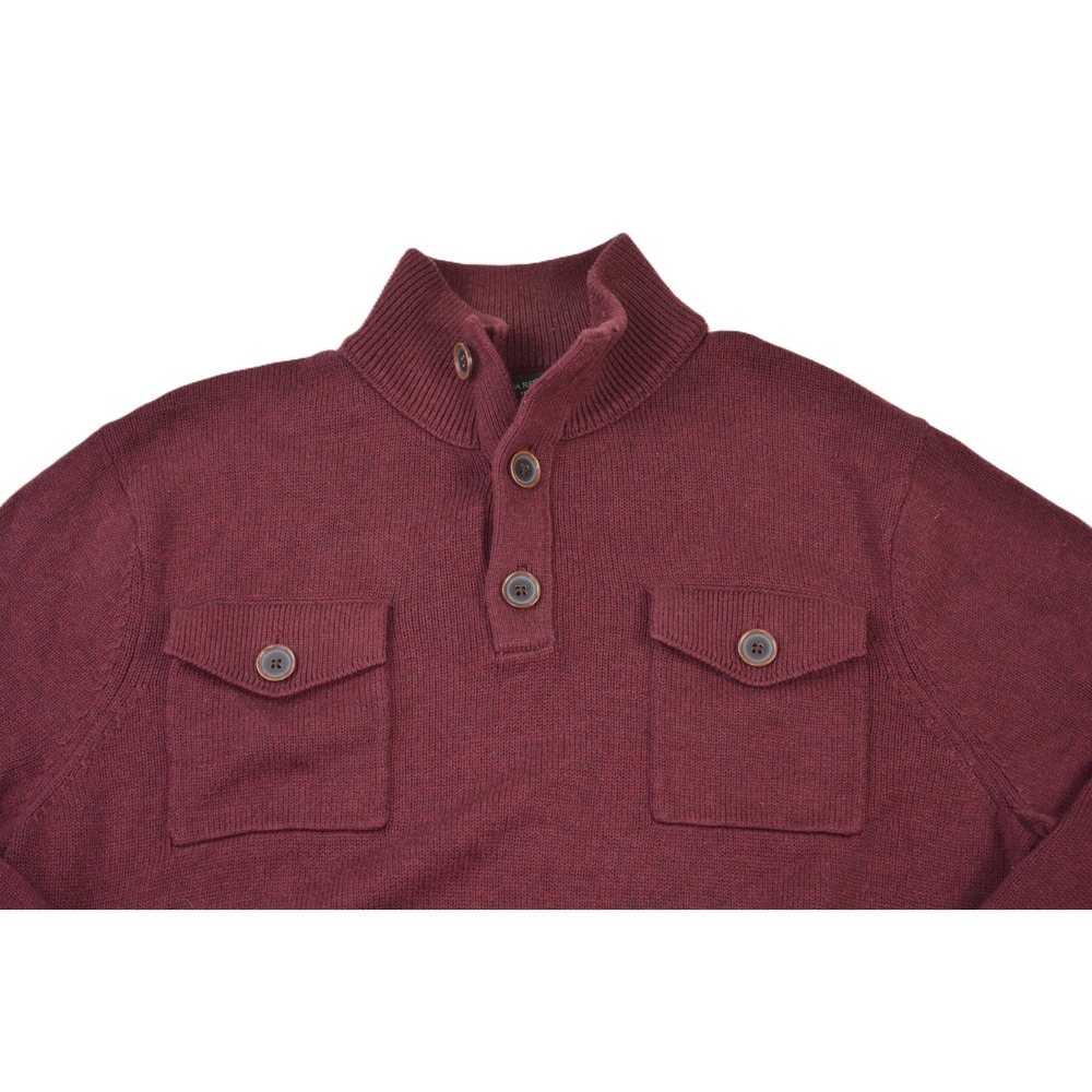 Banana Republic Mens Burgundy Mock Neck Button Pocket Sweater Size L - Picture 2 of 8